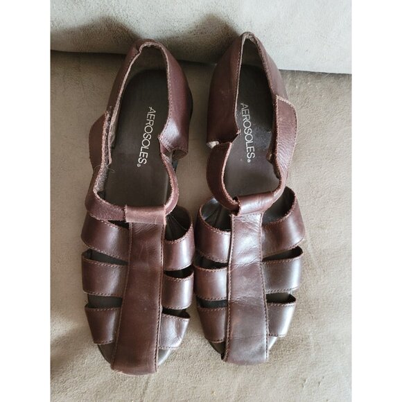 AEROSOLES Brown Leather Sandals - Picture 3 of 6